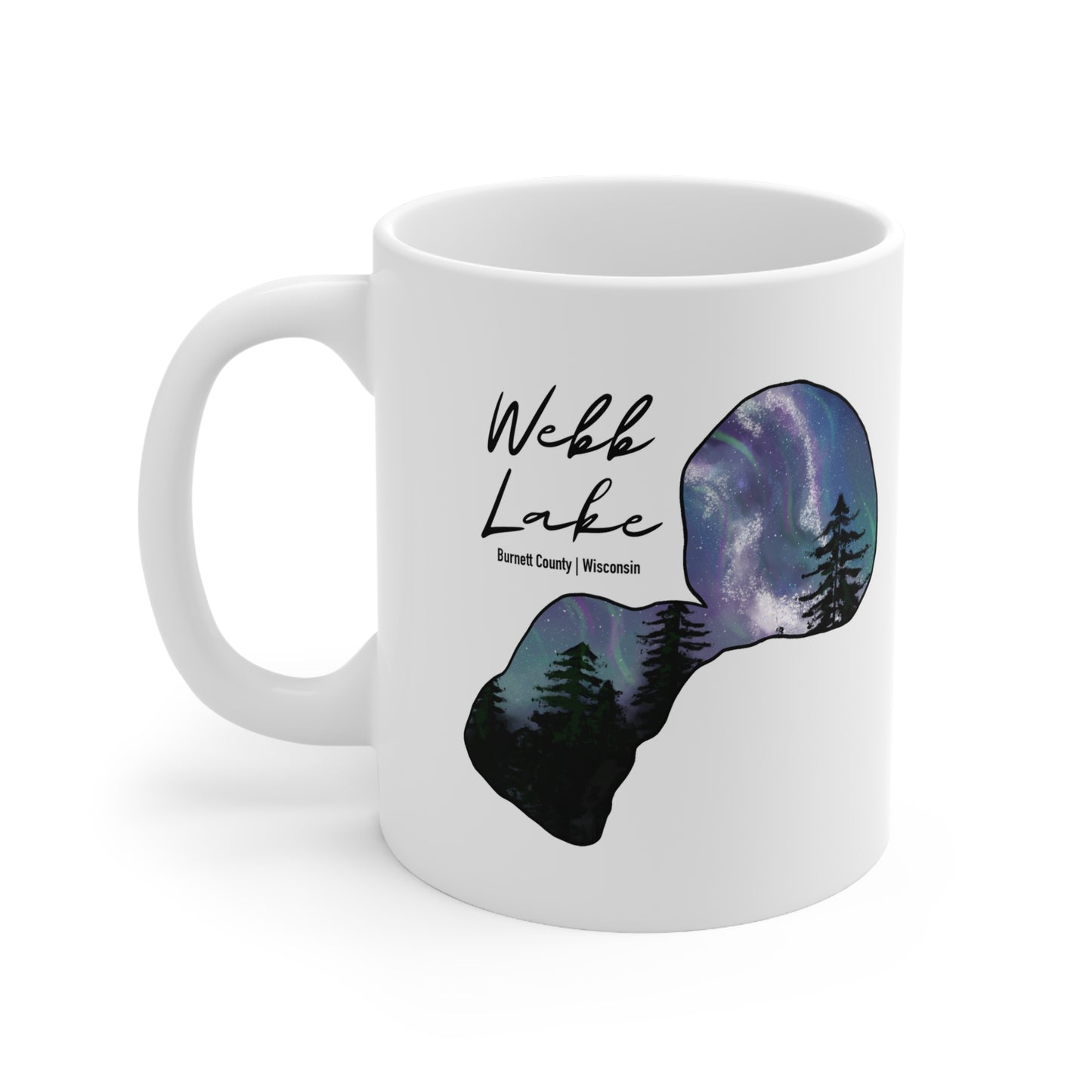 Webb Lake | Burnett County, WI | Northern Lights |  White | Mug