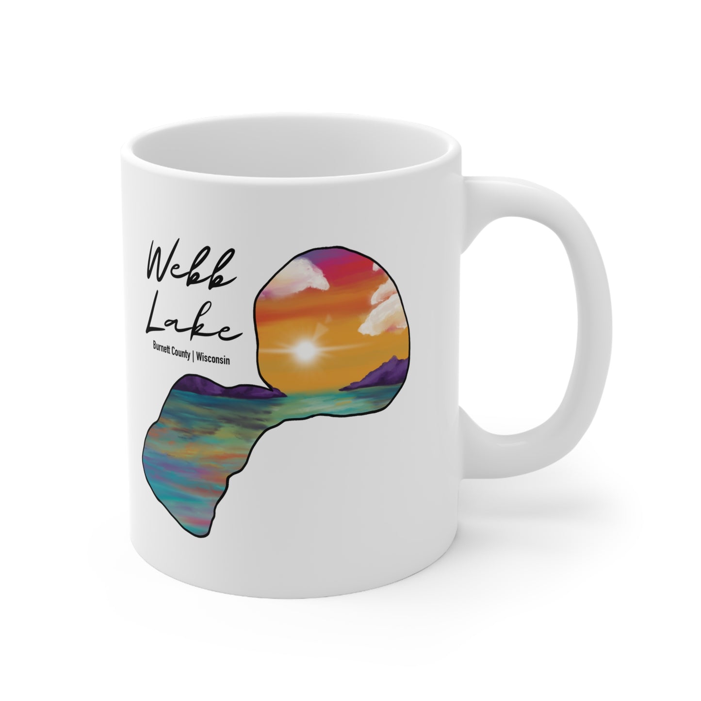 Webb Lake | Burnett County, WI | Sunset Lake | White |  Sunset | Mug