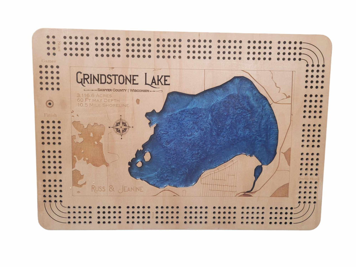 Customized Lake Cribbage Board