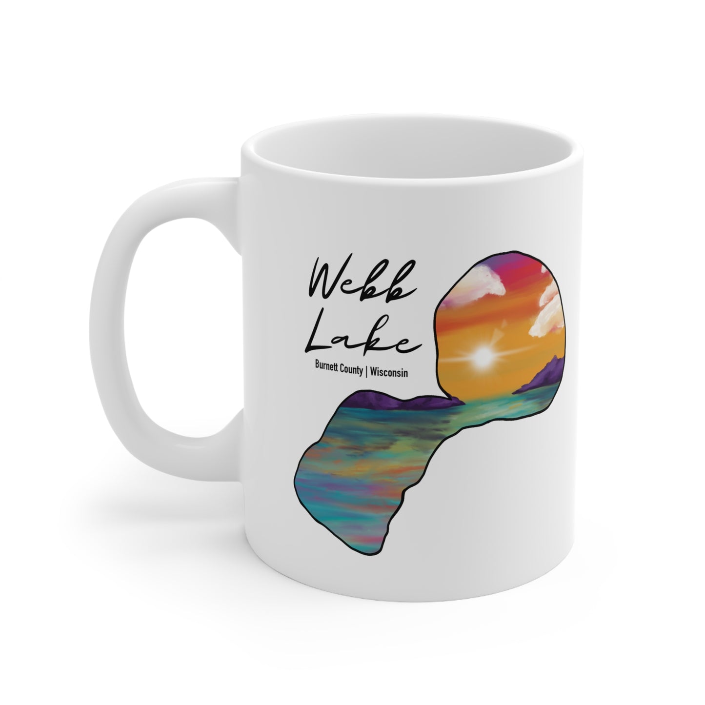 Webb Lake | Burnett County, WI | Sunset Lake | White |  Sunset | Mug