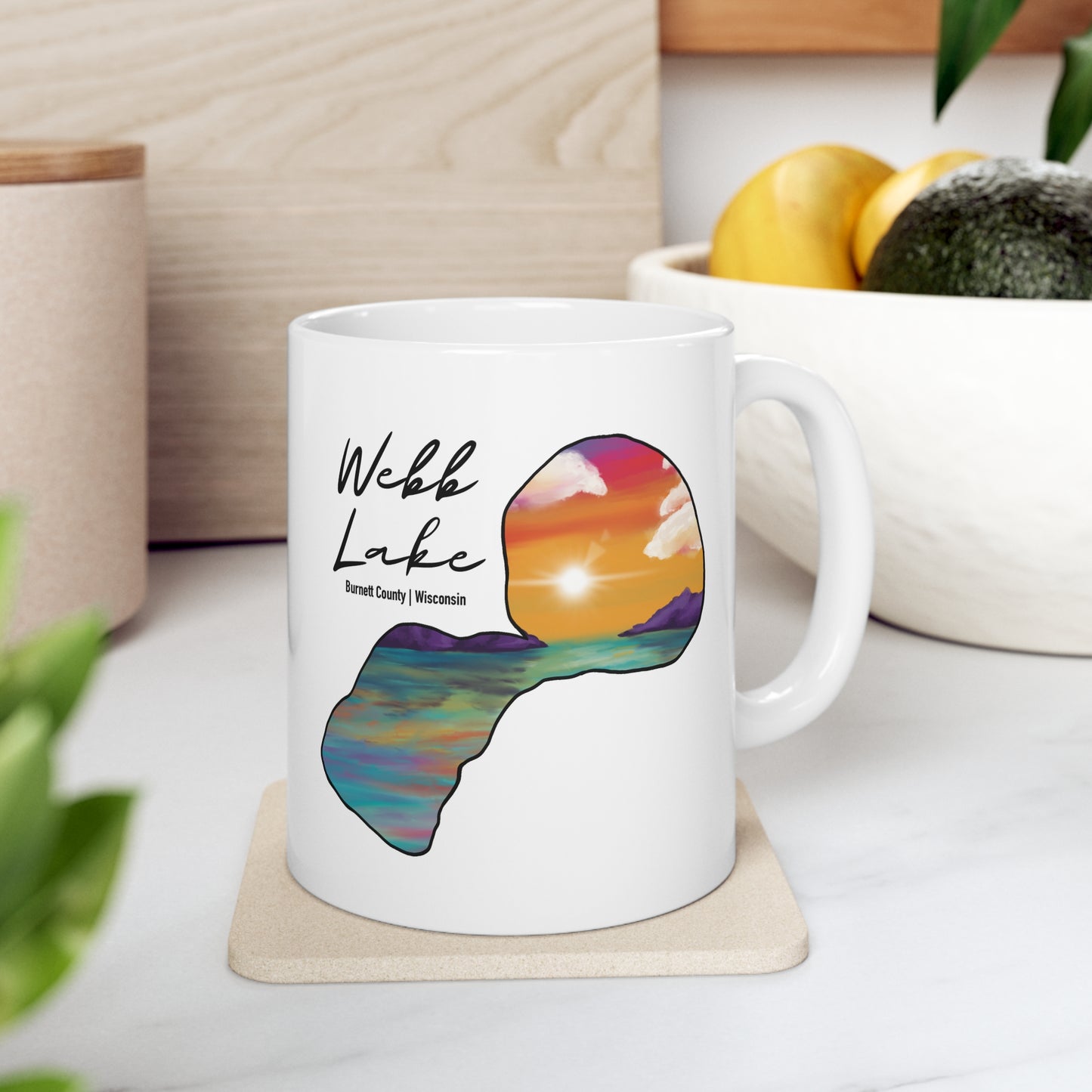 Webb Lake | Burnett County, WI | Sunset Lake | White |  Sunset | Mug