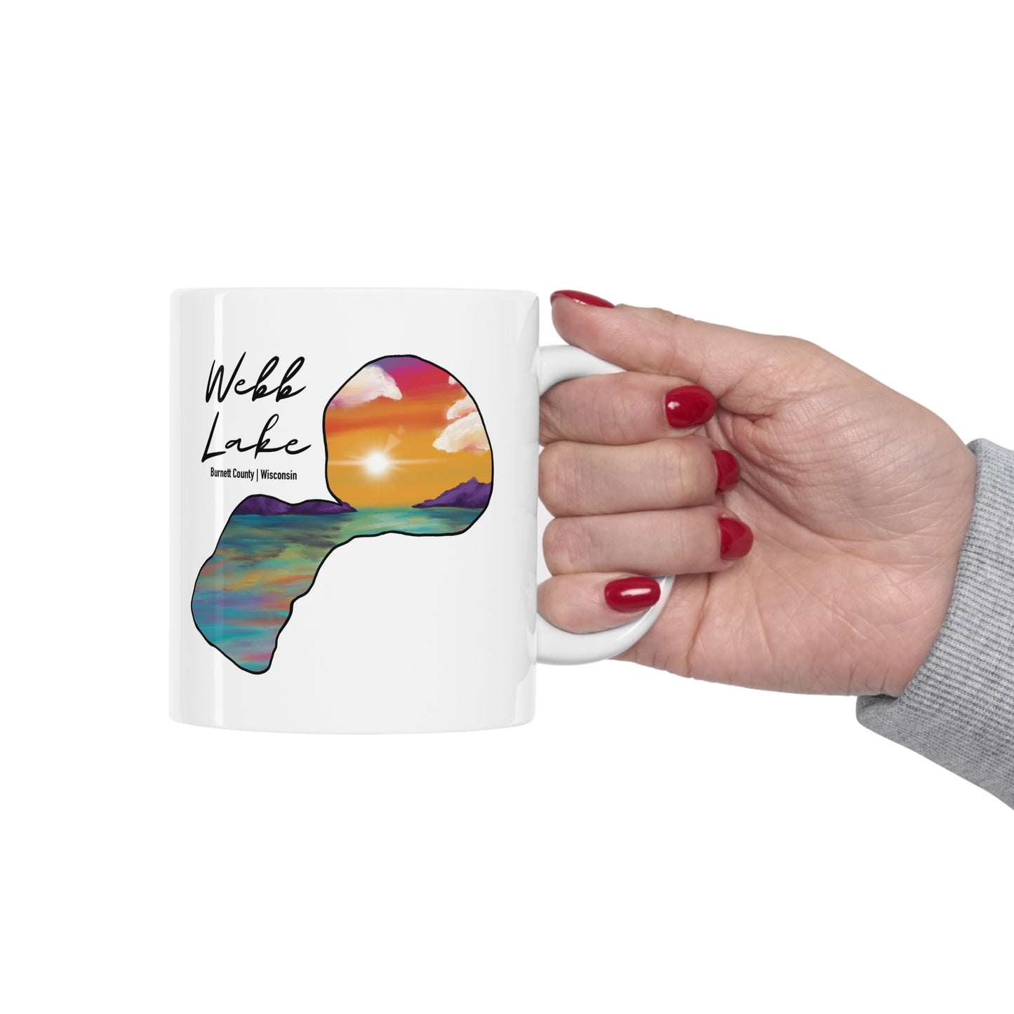 Webb Lake | Burnett County, WI | Sunset Lake | White |  Sunset | Mug