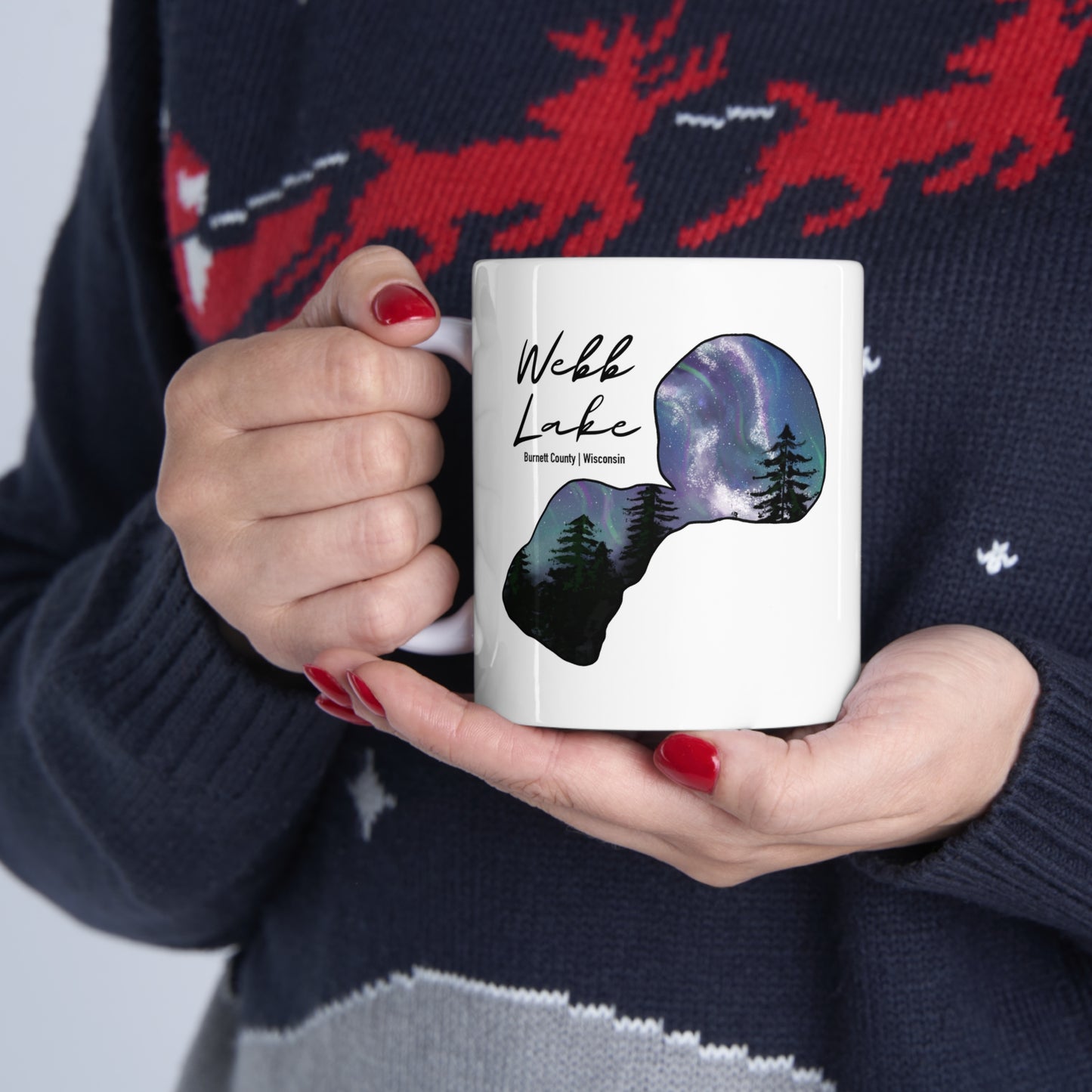 Webb Lake | Burnett County, WI | Northern Lights |  White | Mug