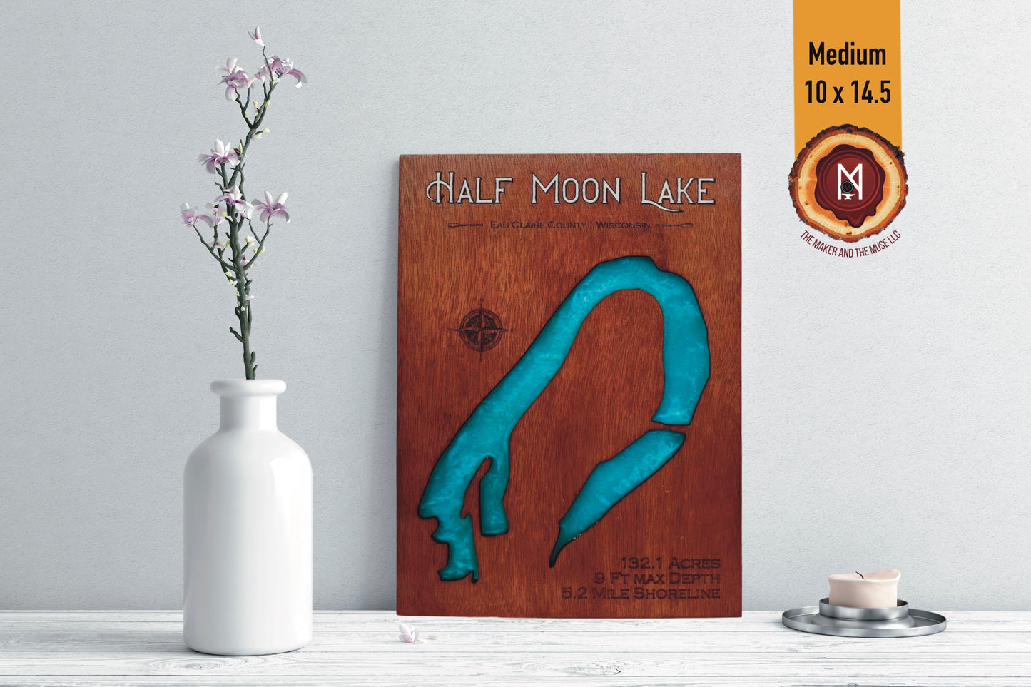 Half Moon Lake Resin Wall Art | Eau Claire County WI