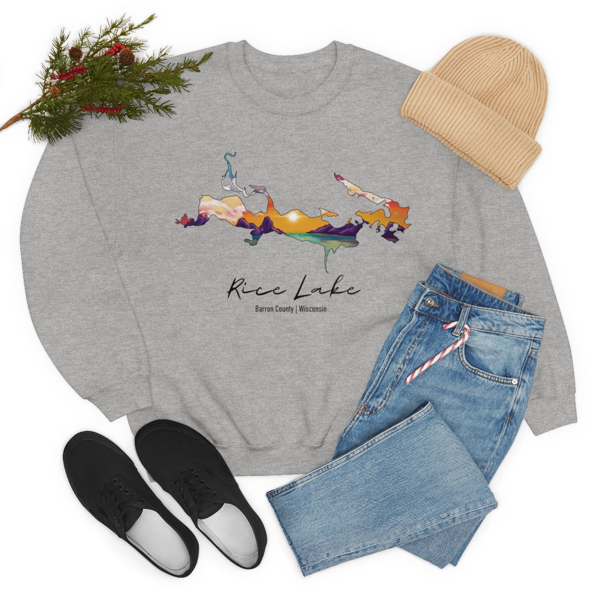 Rice Lake | Sunset | Crewneck Sweatshirt