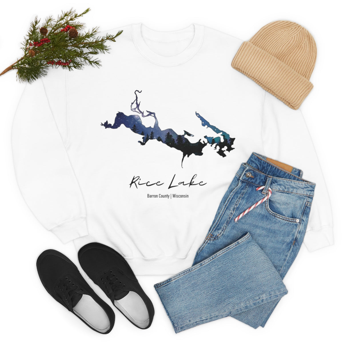 Rice Lake | Northern Lights | Crewneck Sweatshirt