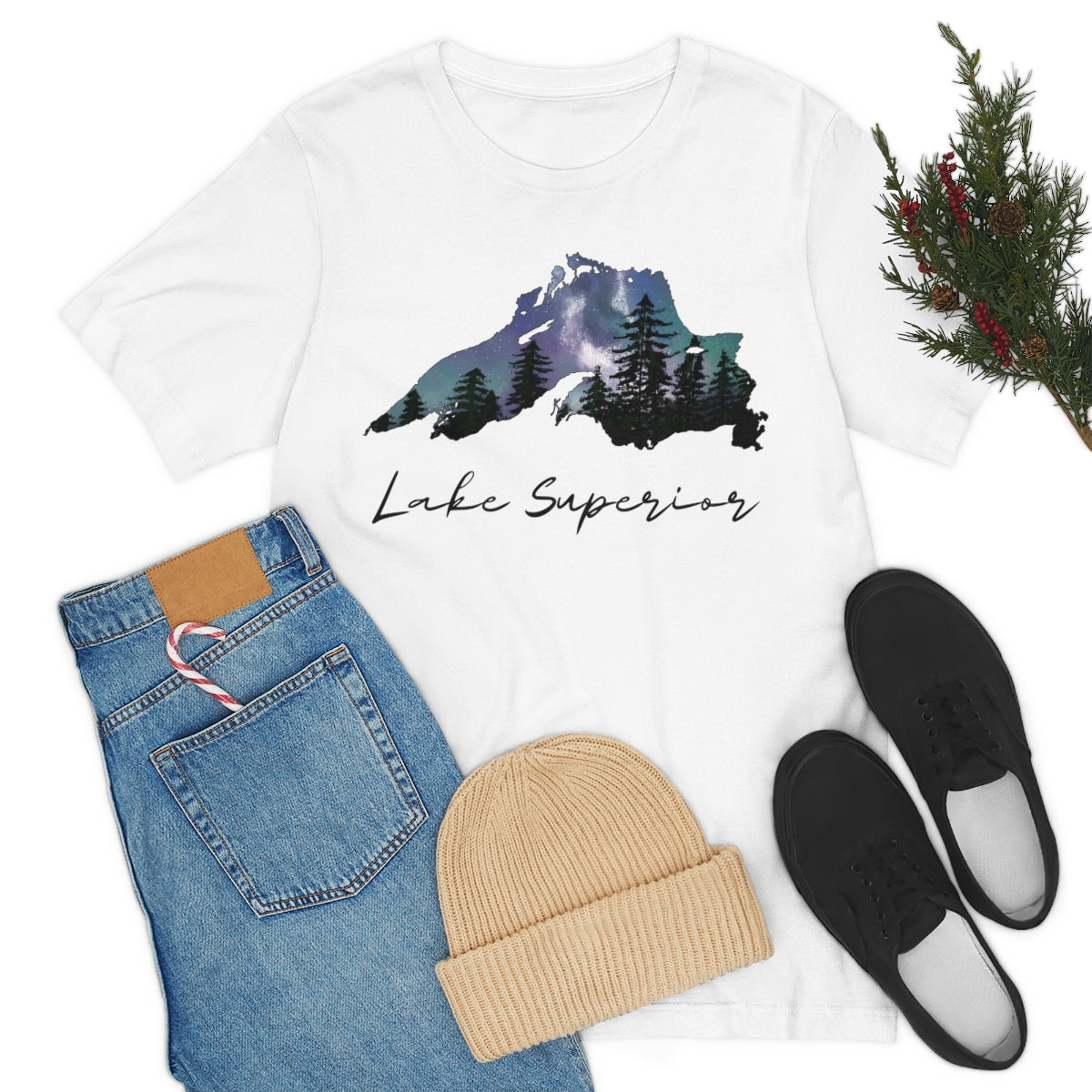 Lake Superior | Northern Lights | Crew Neck T Shirt