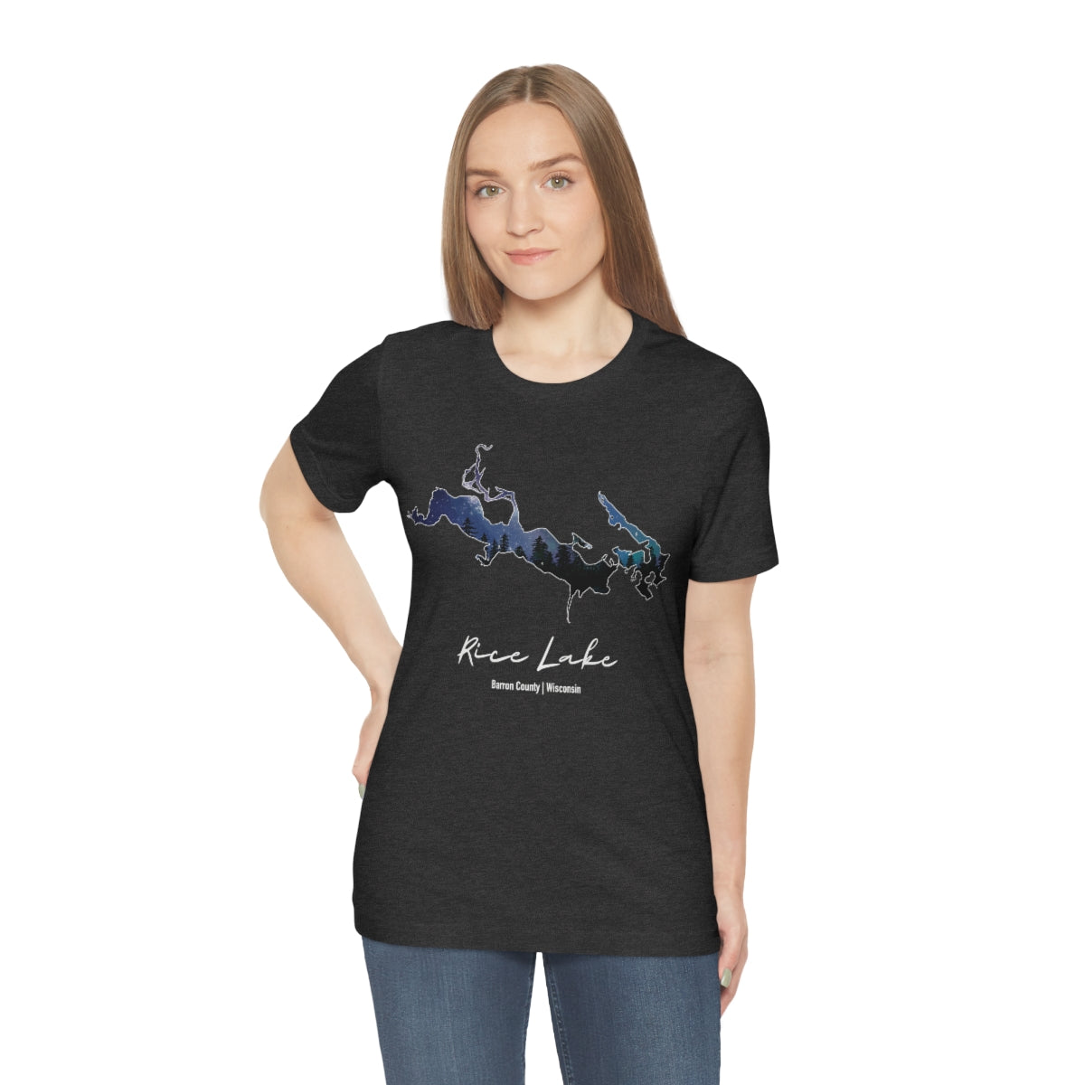 Rice Lake | Rice Lake Wisconsin | Barron County | Northern Lights | Unisex Jersey T shirt