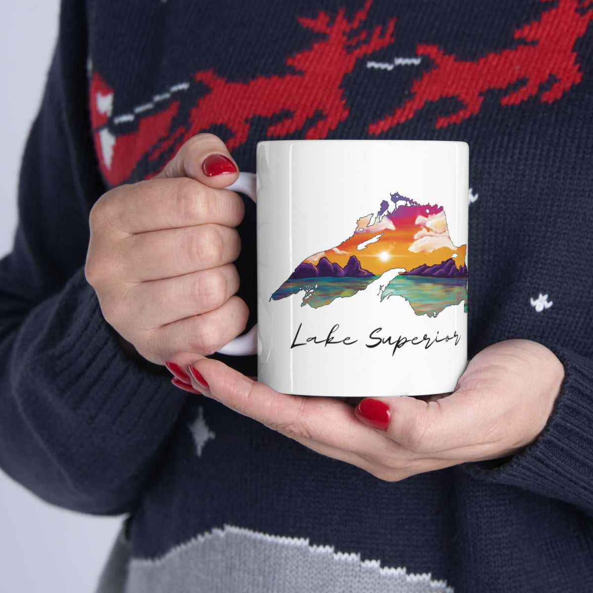 Lake Superior | Sunset Lake | White |  Sunset | Mug