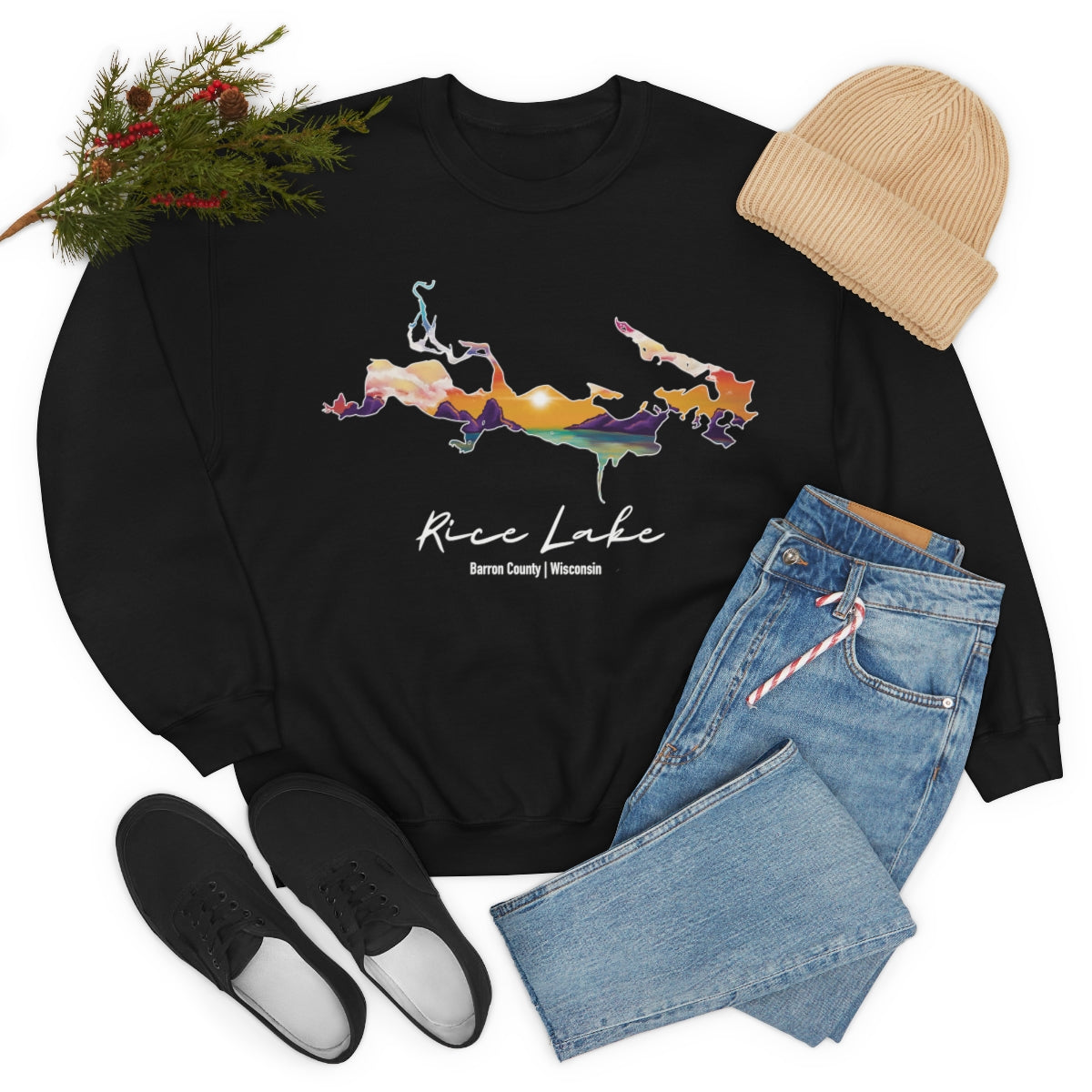 Rice Lake | Sunset | Crewneck Sweatshirt