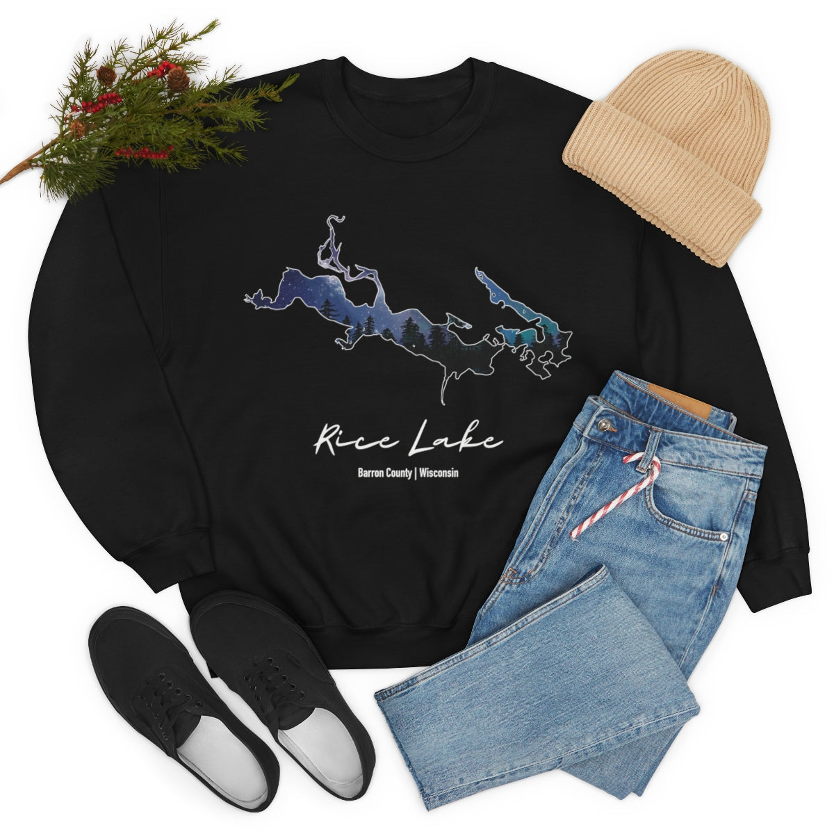 Rice Lake | Northern Lights | Crewneck Sweatshirt