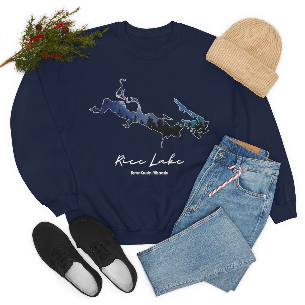 Rice Lake | Northern Lights | Crewneck Sweatshirt