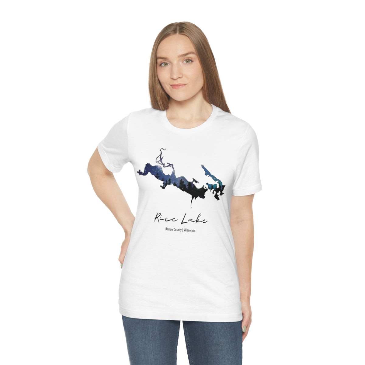 Rice Lake | Rice Lake Wisconsin | Barron County | Northern Lights | Unisex Jersey T shirt