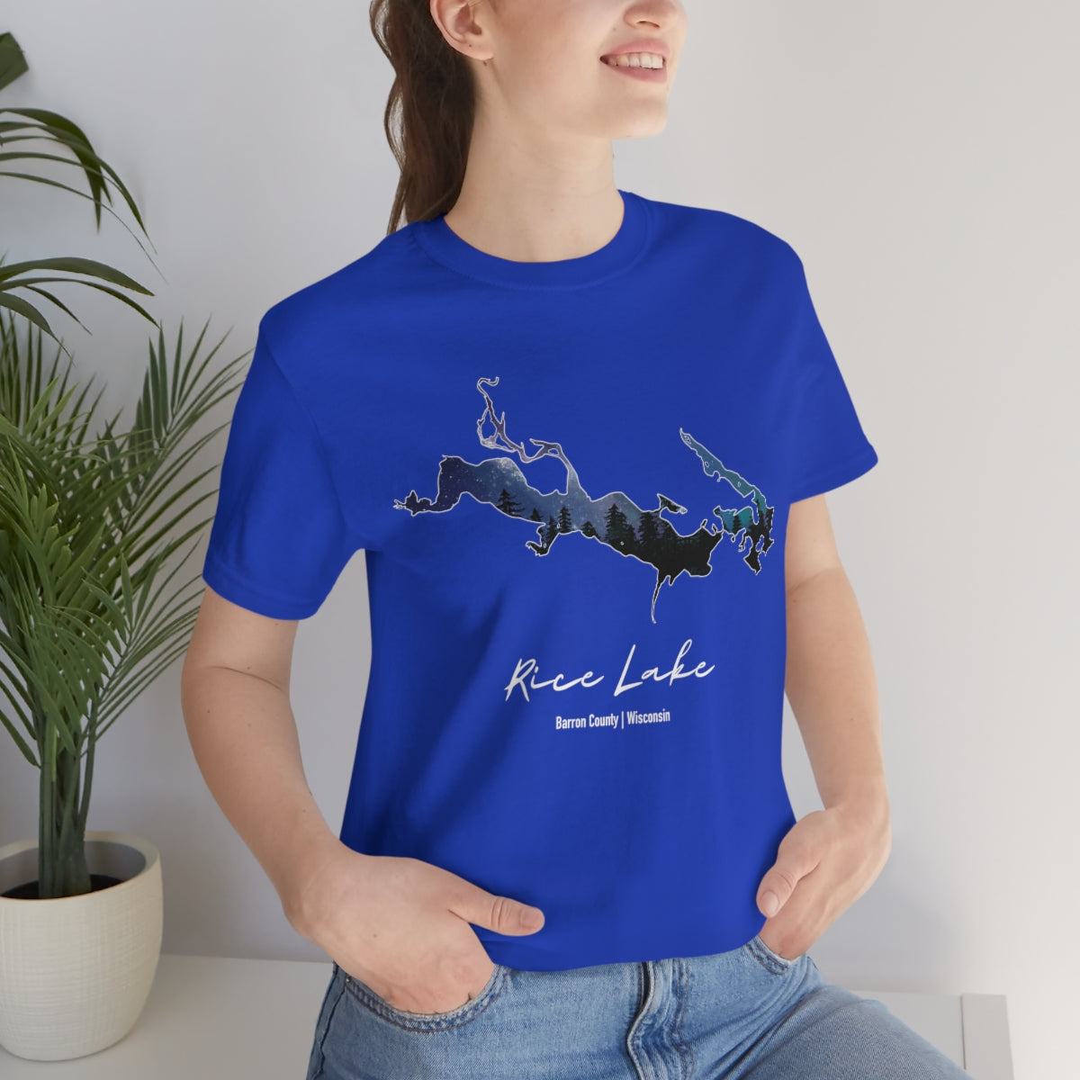 Rice Lake | Rice Lake Wisconsin | Barron County | Northern Lights | Unisex Jersey T shirt