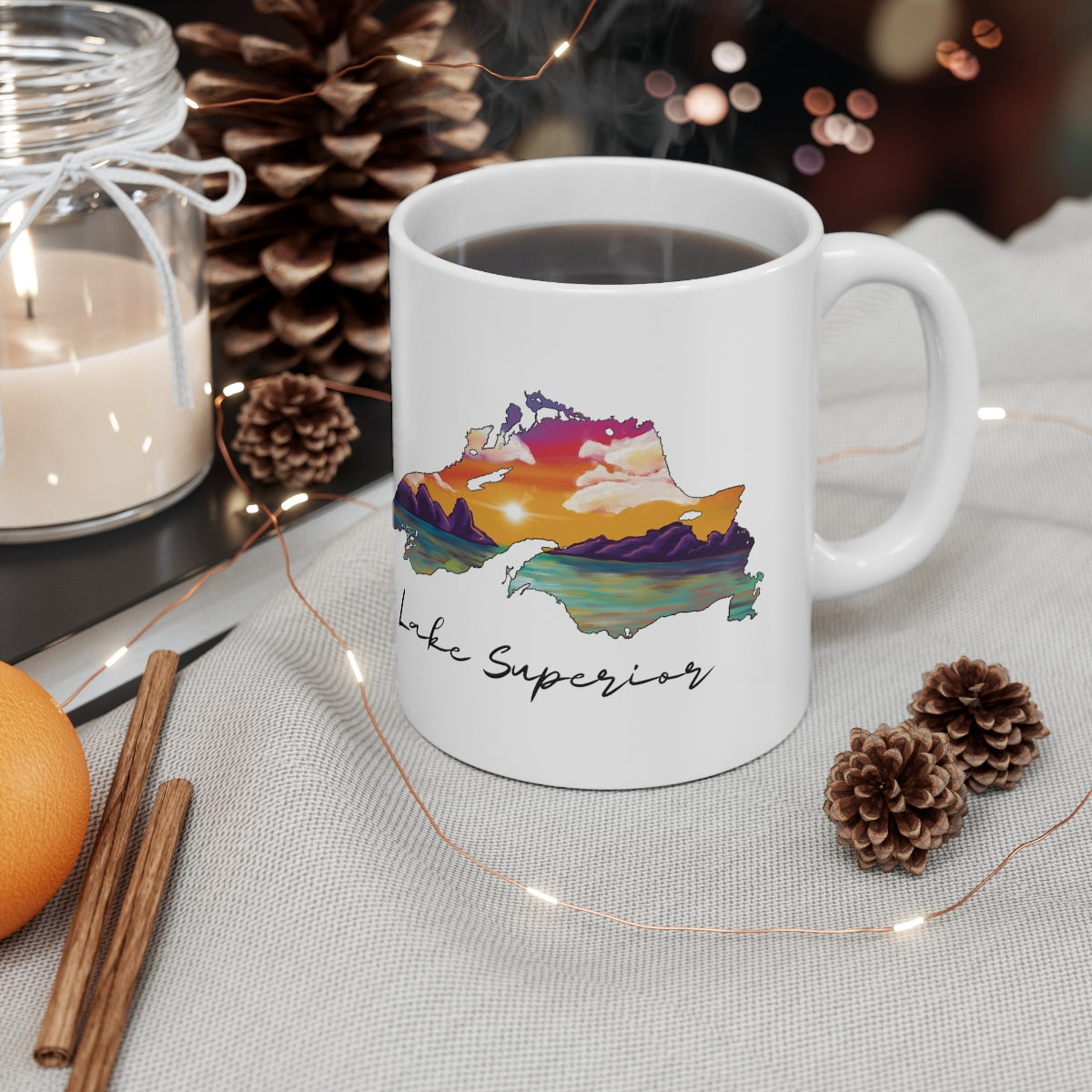 Lake Superior | Sunset Lake | White |  Sunset | Mug