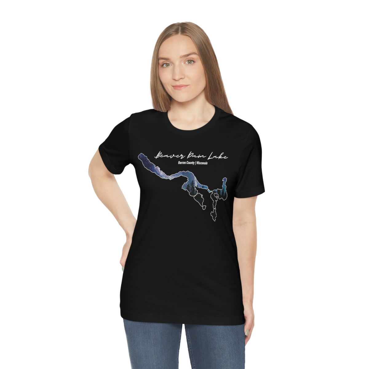 Beaver Dam Lake | Cumberland Wisconsin | Barron County | Northern Lights | Unisex Jersey T shirt