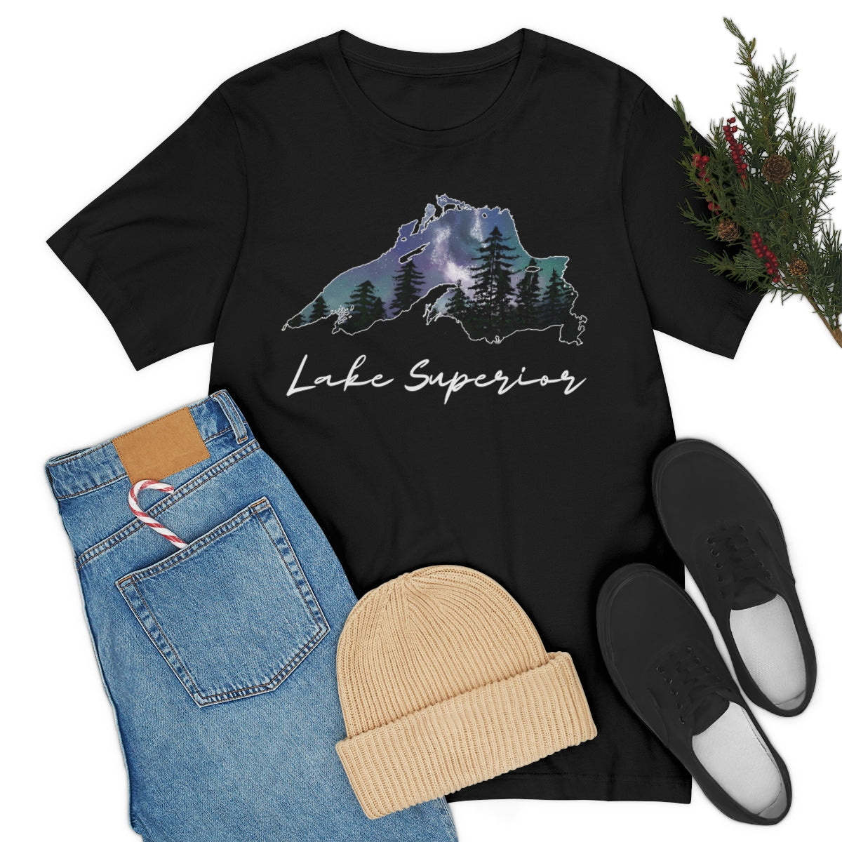 Lake Superior | Northern Lights | Crew Neck T Shirt