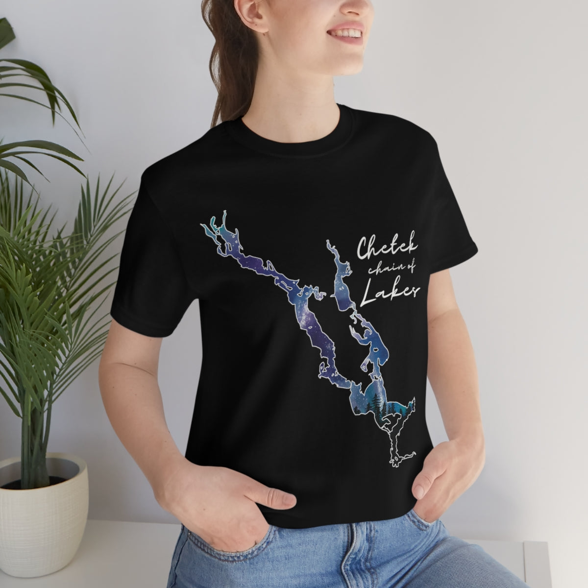 Chetek chain of Lakes | Northern Lights | Unisex Jersey T shirt