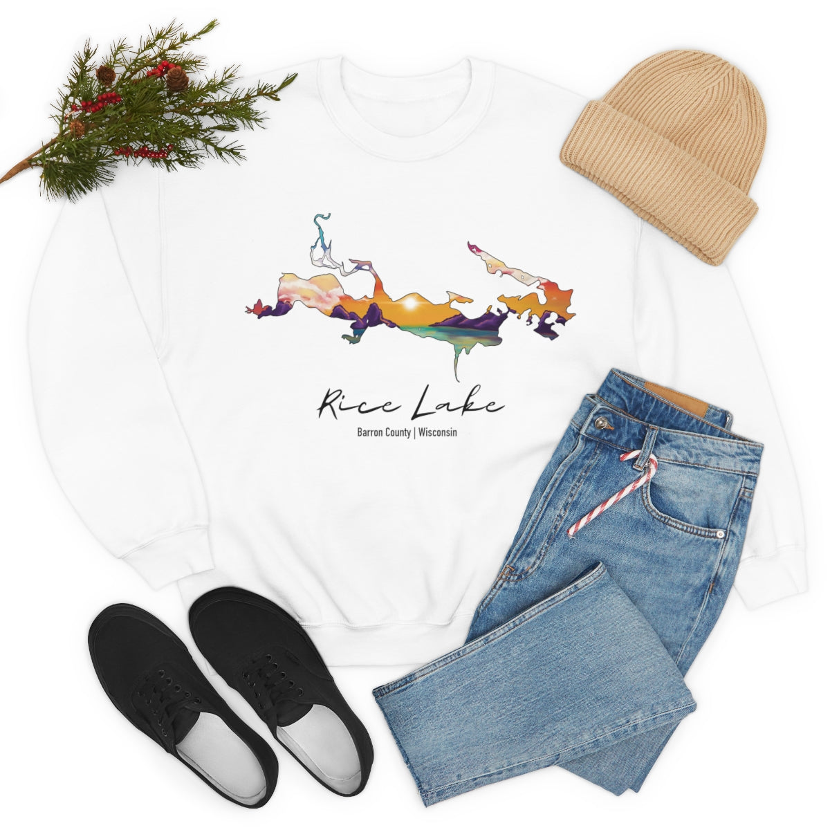 Rice Lake | Sunset | Crewneck Sweatshirt