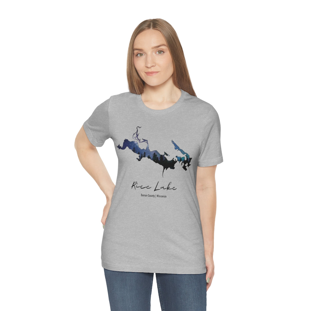 Rice Lake | Rice Lake Wisconsin | Barron County | Northern Lights | Unisex Jersey T shirt