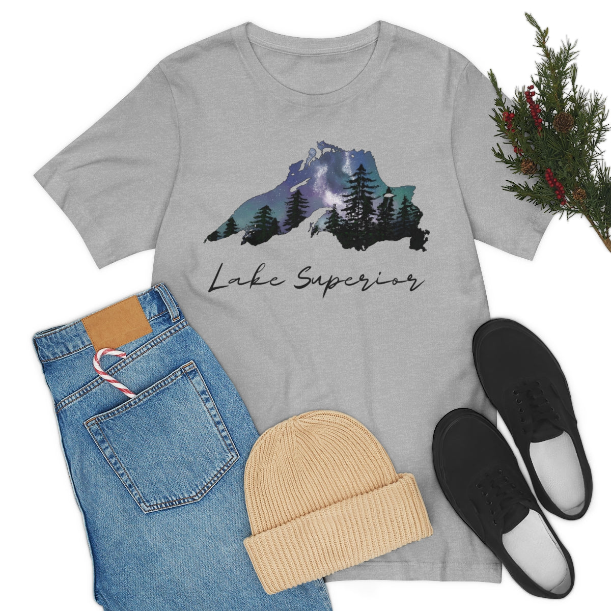 Lake Superior | Northern Lights | Crew Neck T Shirt